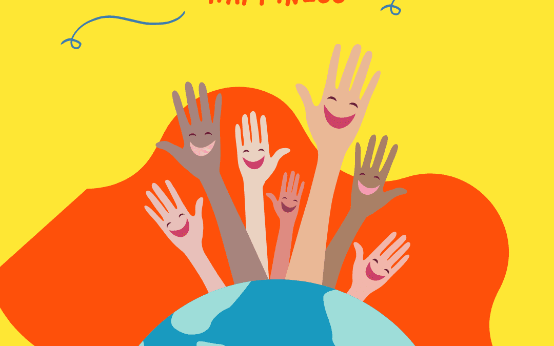 Hands with smiles held above the world globe